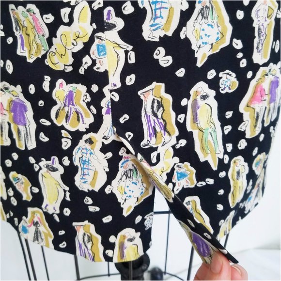 Chloe Womens Skirt Logo Sketch Sketches of People Novelty Print - Picture 11 of 12